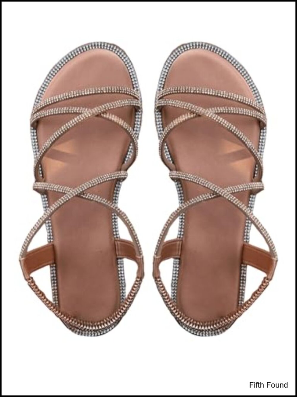 Rhinestone Sparkly Strappy Flat Sandals Criss Cross Elastic Ankle Strap Dressy
